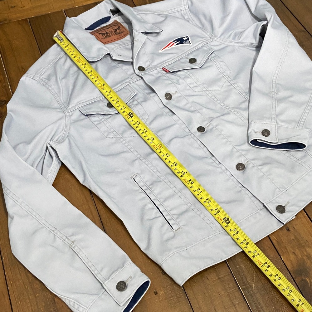 Levis Mens New England Patriots NFL Trucker Jacket Light Gray Size L - Picture 10 of 10